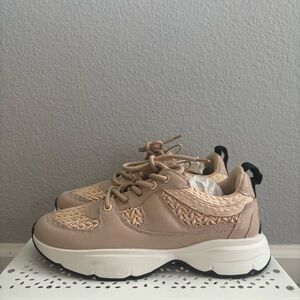Zara Crochet Raffia Platform Sneakers – Beige/Nude – NWOT – EU 39
